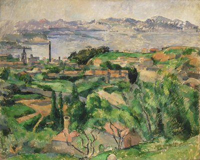 Uitzicht op de Baai van Marseille met het Dorp Saint-Henri door Paul Cézanne